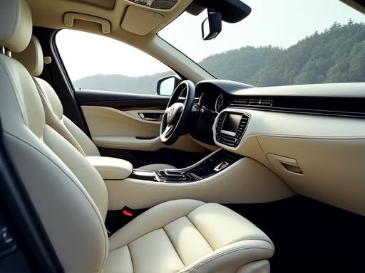 Immaculately clean luxury car interior with detailed leather seats